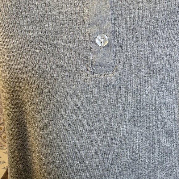 Mango MNG Fitted Ribbed Sweater Dress Grey Henley Short Sleeve Mini Size XL NWT - Picture 9 of 13